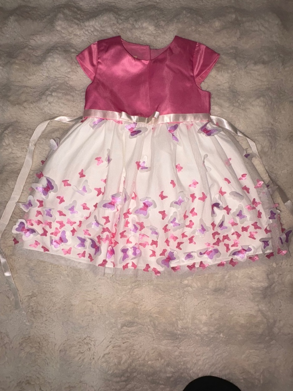 Purple Rose butterfly and pink satin girls dress